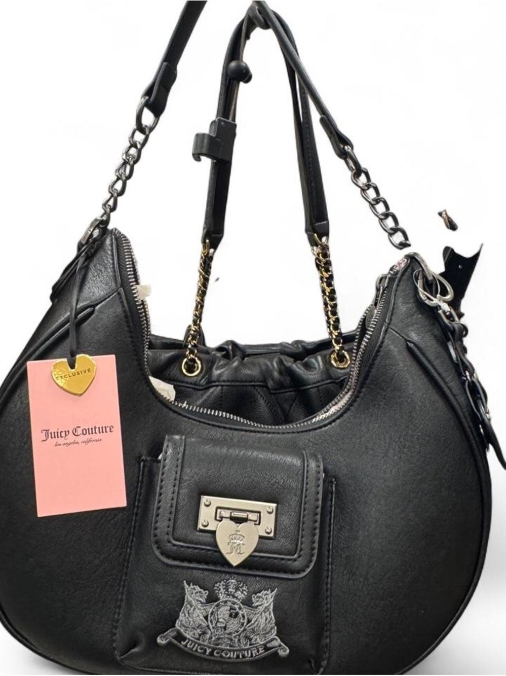 Juicy Couture Black Shoulder Bag with Gold Chain Details